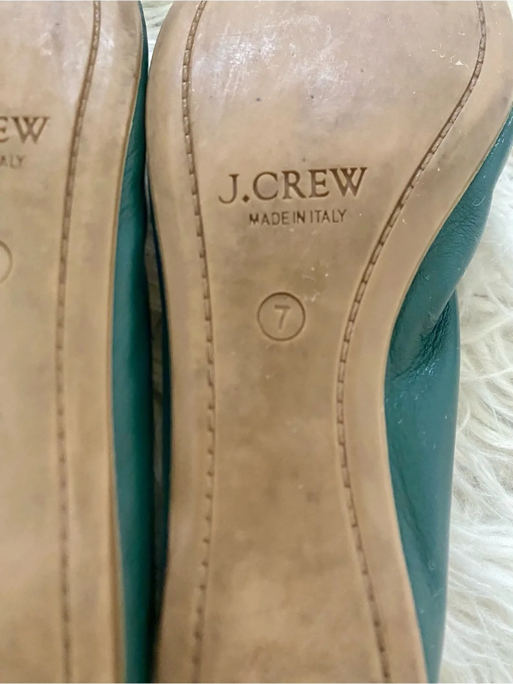 J. Crew Women's Cece Ballet Flat Shoe Size 7 Green Leather Slip On